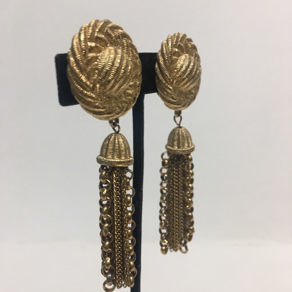 Vtg Givenchy Gold tone dangled signed earrings - Picture 2 of 15